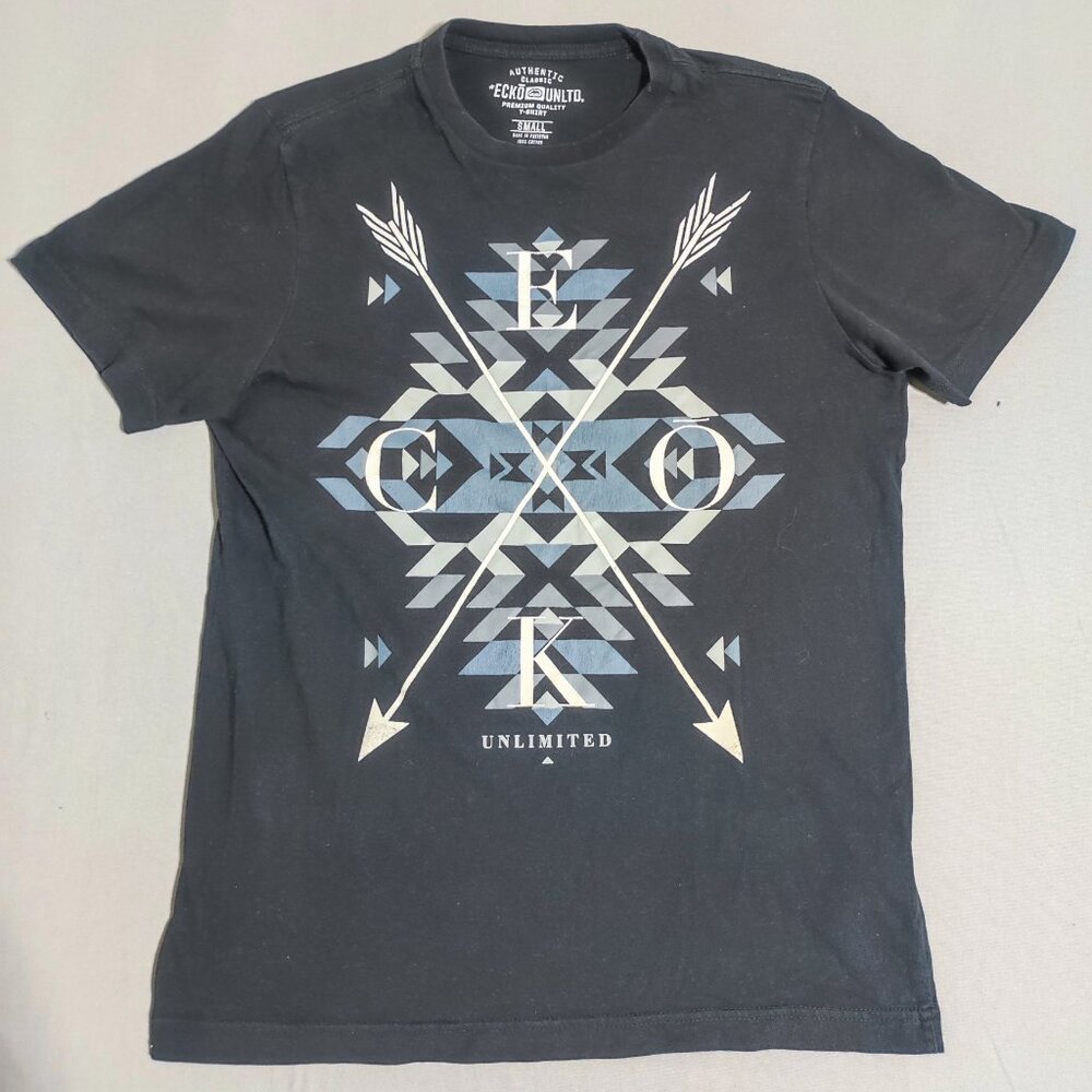 Ecko Unlimited T-shirt men's size S black with graphic design short sleeve